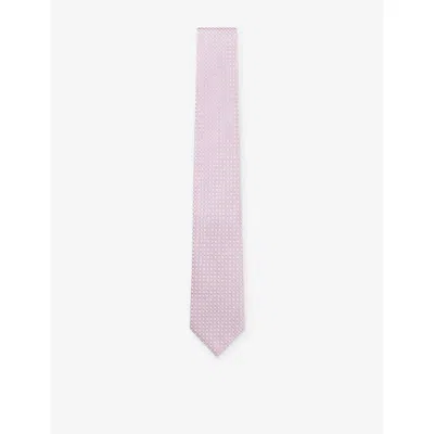 Hugo Boss Mens Open Purple Square-pattern Silk-blend T In Multi