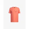 Hugo Boss Mens Open Red Crewneck Brand-print Cotton-jersey T-shirt In Open Red
