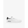 Hugo Boss Mens Debossed-branded Leather Low-top Trainers In Open White