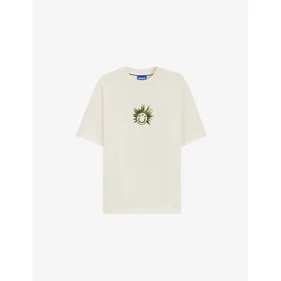 Hugo Boss Mens Hugo Graphic-print Short-sleeve Cotton T-shirt In Neutral