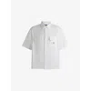 Hugo Boss Mens Spread-collar Brand-patch Cotton Shirt Open White Xxl In White