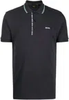 Hugo Boss Mens Paule Short Sleeve Pique Cotton Polo Shirt In Navy In Grey