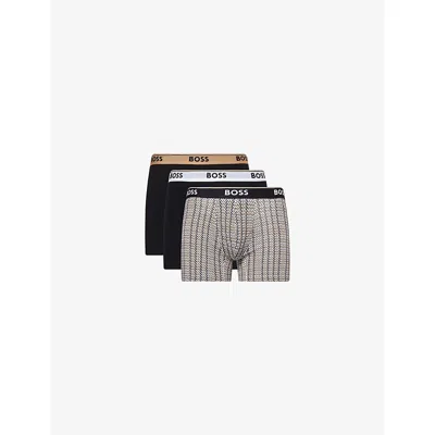 Hugo Boss Mens Open Miscellaneous Power Logo-waistband Pack Of Three Stretch-cotton Briefs In Multi