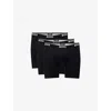 Hugo Boss Mens Black Power Long Pack Of Three Stretch-cotton Boxer Briefs In Black