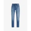Hugo Boss Mens Boss Regular-fit Straight-leg Faded Stretch-denim Jeans In Bright Blue
