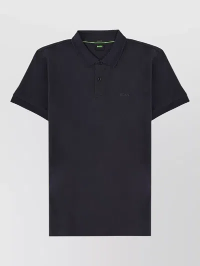 Hugo Boss Mens Short Sleeve Knit Polo Shirt In Blue