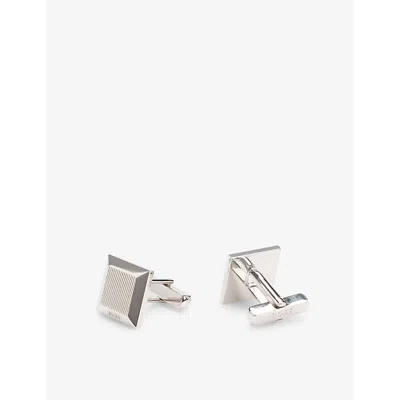 Hugo Boss Mens Boss Branded Square Metal Cufflinks In Silver