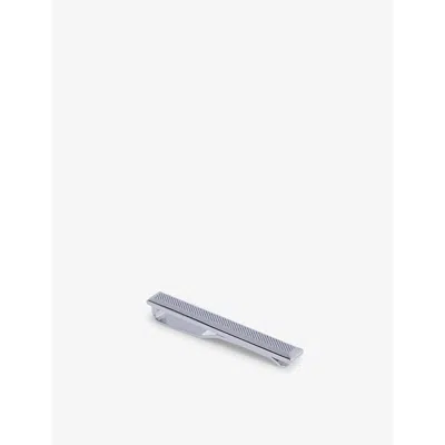 Hugo Boss Mens Boss Engraved Linear-pattern Brass Tie Clip In Silver