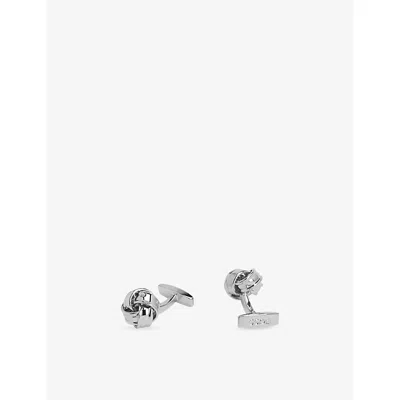 Hugo Boss Mens Silver Knot-shaped Brass Cufflinks In Orange