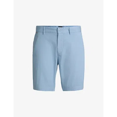 Hugo Boss Mens Boss Slip-pocket Straight-leg Slim-fit Stretch-cotton Shorts In Light/pastel Blue