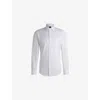 Hugo Boss Slim-fit Shirt In Striped Cotton Twill In White