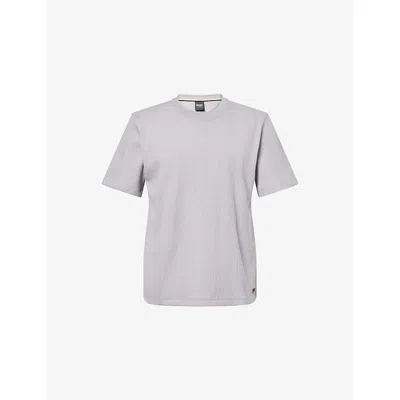 Hugo Boss Mens Structure Textured Cotton-jersey T-shirt Light/pastel Grey In Gray