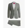 Hugo Boss Mens Open Green Two-piece Wool-blend Suit In Open Green