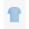 Hugo Boss Mens Light/pastel Blue Waffle Crewneck Cotton-blend T-shirt