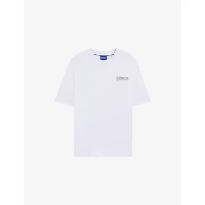 Hugo Boss Mens White Brand-print Relaxed-fit Cotton-jersey T-shirt