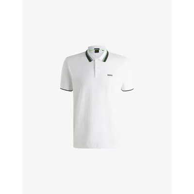 Hugo Boss Mens White Branded Short-sleeve Cotton Polo Shirt Xxxl