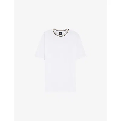 Hugo Boss Cotton Jersey T-shirt With Striped Logo Graphic In White