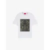 Hugo Boss Mens White Graphic-print Short-sleeve Cotton T-shirt Xs In White
