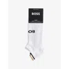 Hugo Boss Mens Iconic Intarsia-logo Pack Of Two Cotton-blend Knit Socks White