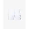 Hugo Boss Mens White Iconic Stripe-trim Swim Shorts