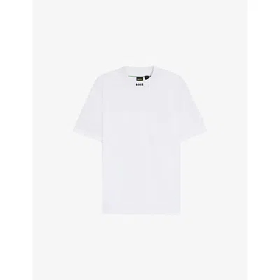 Hugo Boss Porsche X Houndstooth-patterned T-shirt In Mercerized Cotton In White