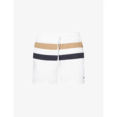 Hugo Boss Mens White Louis Striped Swim Shorts