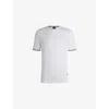 Hugo Boss Mens White Striped-trim Regular-fit Cotton-jersey T-shirt Xxl