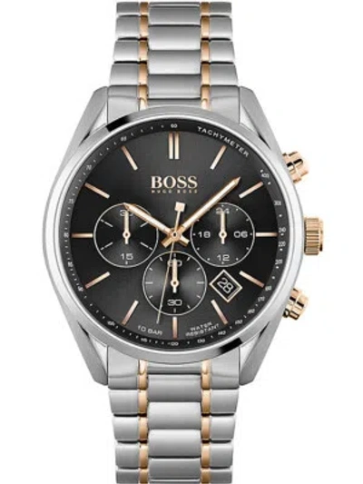 Pre-owned Hugo Boss Mens Wristwatch  Champion 1513819 Chrono Stainless Steel Black