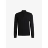 Hugo Boss Mens Black Zip-neck Regular-fit Wool-knitted Jumper Xxl