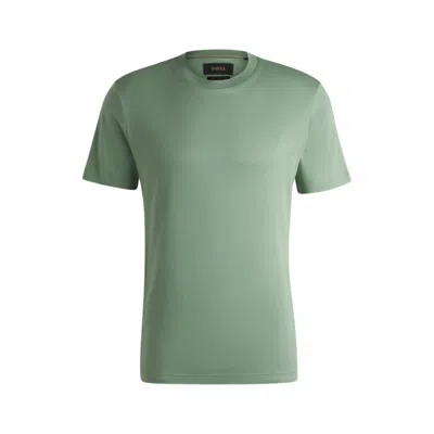 Hugo Boss Mercerised-cotton T-shirt In A Regular Fit In Green