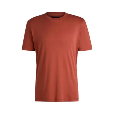 Hugo Boss Mercerised-cotton T-shirt In A Regular Fit In Red
