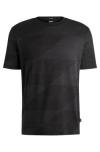Hugo Boss Mercerized-cotton T-shirt With Two-tone Jacquard In Black