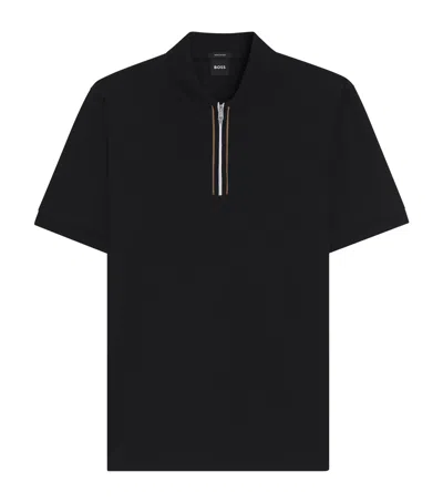 HUGO BOSS MERCERISED COTTON ZIP POLO SHIRT