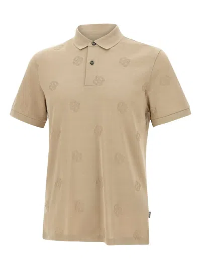 Hugo Boss Mercerized Cotton Polo Shirt In Nude