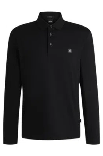 HUGO BOSS MERCERIZED-COTTON POLO SHIRT WITH DOUBLE B MONOGRAM