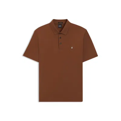 HUGO BOSS MERCERIZED-COTTON POLO SHIRT WITH DOUBLE MONOGRAM