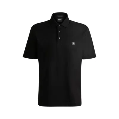 HUGO BOSS MERCERIZED-COTTON POLO SHIRT WITH DOUBLE MONOGRAM