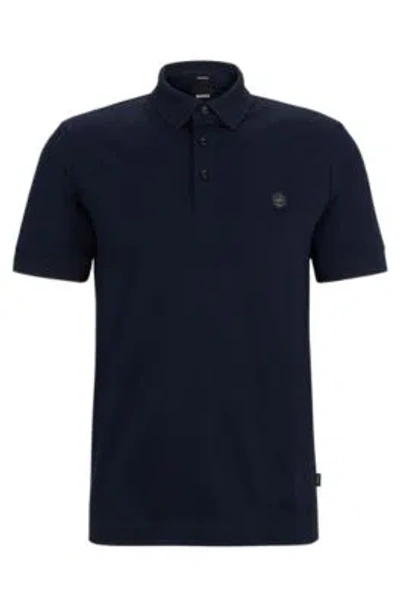 HUGO BOSS MERCERIZED-COTTON POLO SHIRT WITH DOUBLE MONOGRAM