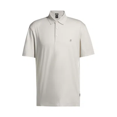 HUGO BOSS MERCERIZED-COTTON POLO SHIRT WITH DOUBLE MONOGRAM