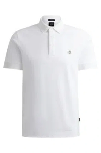 HUGO BOSS MERCERIZED-COTTON POLO SHIRT WITH DOUBLE MONOGRAM