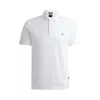 Hugo Boss Mercerized-cotton Polo Shirt With Double Monogram In White