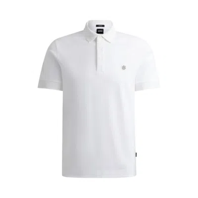 HUGO BOSS MERCERIZED-COTTON POLO SHIRT WITH DOUBLE MONOGRAM