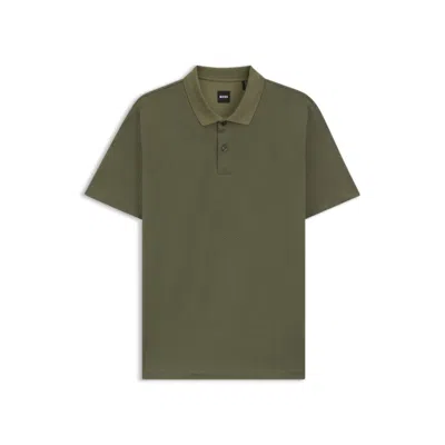 HUGO BOSS MERCERIZED-COTTON POLO SHIRT WITH GEOMETRIC JACQUARD