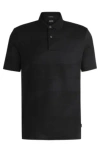 Hugo Boss Mercerized-cotton Polo Shirt With Jacquard Pattern In Black