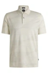 Hugo Boss Mercerized-cotton Polo Shirt With Jacquard Pattern In White