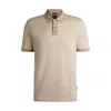 Hugo Boss Mercerized-cotton Polo Shirt With Micro Pattern In Beige