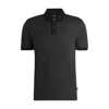 Hugo Boss Mercerized-cotton Polo Shirt With Jacquard Pattern In Black