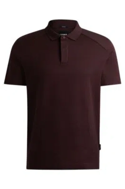 Hugo Boss Mercerized-cotton Polo Shirt With Ripstop Structure In Light Red