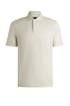 Hugo Boss Mercerized-cotton Polo Shirt With Ripstop Structure In Beige