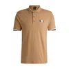 Hugo Boss Mercerized-cotton Polo Shirt With Signature Stripes In Beige